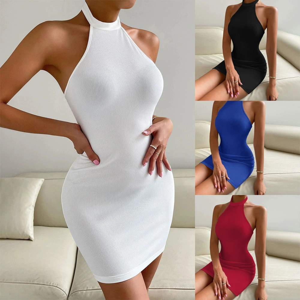 ZARA Spring Summer Sexy Backless Stand Collar Sleeveless Bodycon Dress